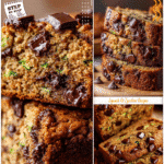 Moist chocolate chip zucchini bread slices with melted chocolate chunks on top.